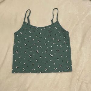 American Eagle Dainty Flower Cropped Tank Top